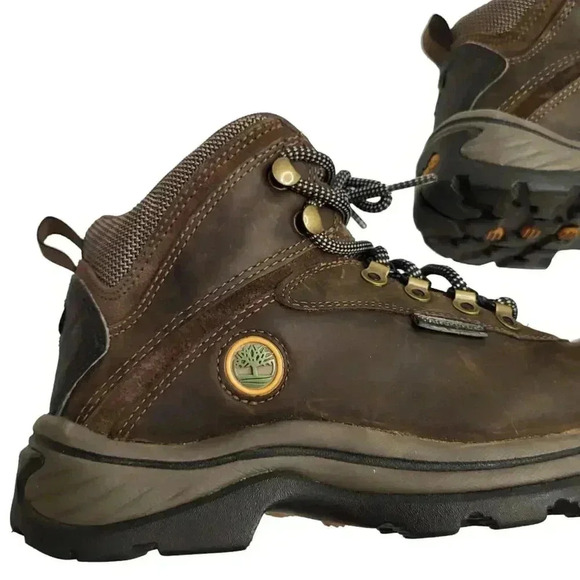 Timberland Boots Men's 7 Dark Brown White Ledge Mid Waterproof Ankle Full Grain - Picture 8 of 11